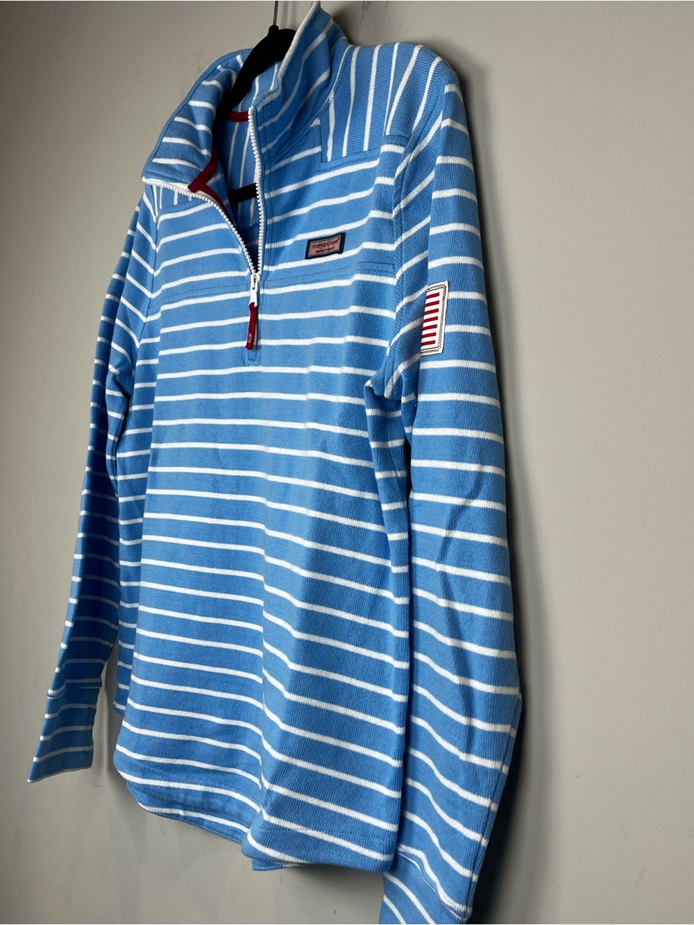 Vineyard Vines American Flag Blue White Striped Quarter Zip Women's Size Medium - Picture 4 of 11
